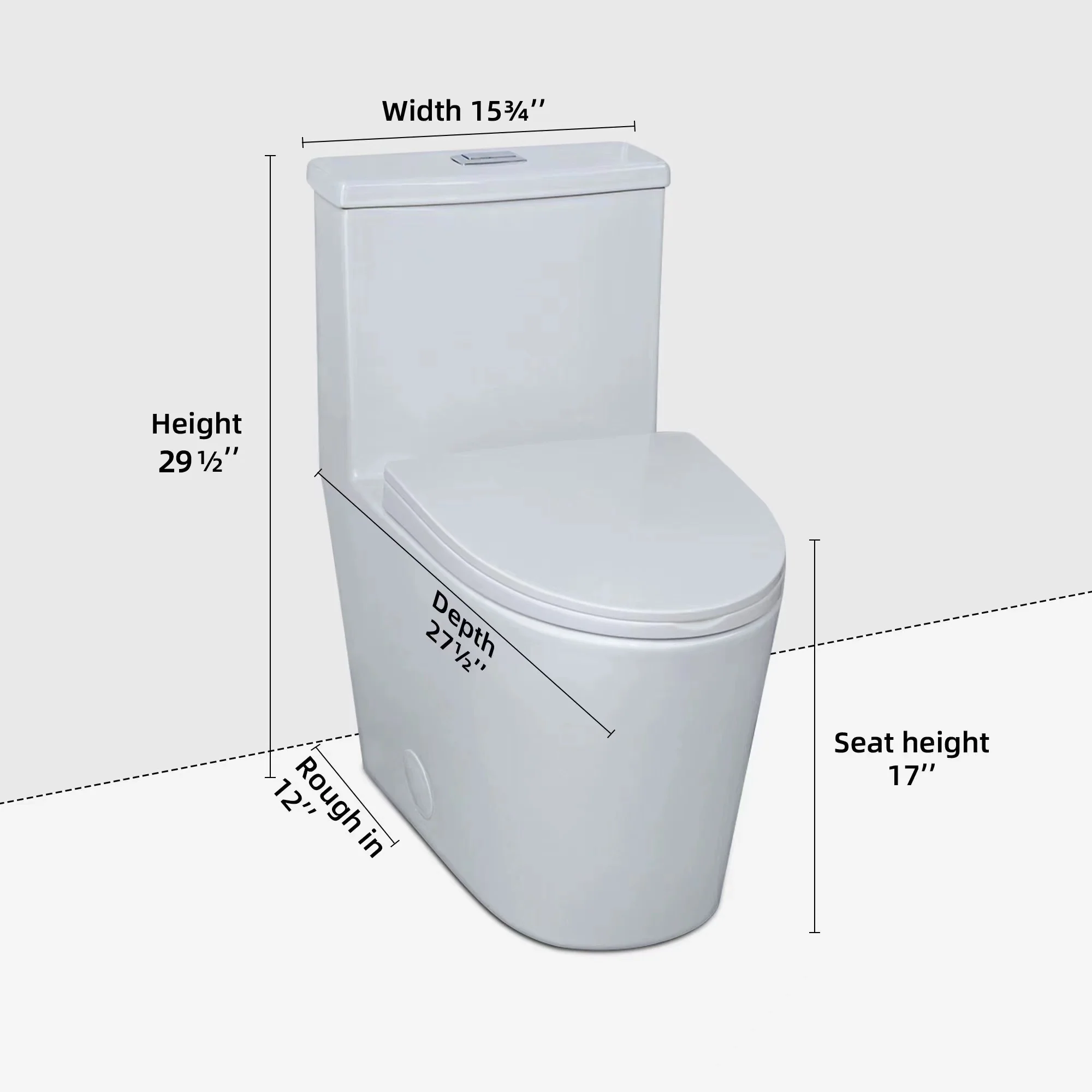 CASTA DIVA CD-T001 – One-Piece Elongated Toilet with Dual Flush 0.9/1.28 GPF, 12'' Rough-in, White - Image 10