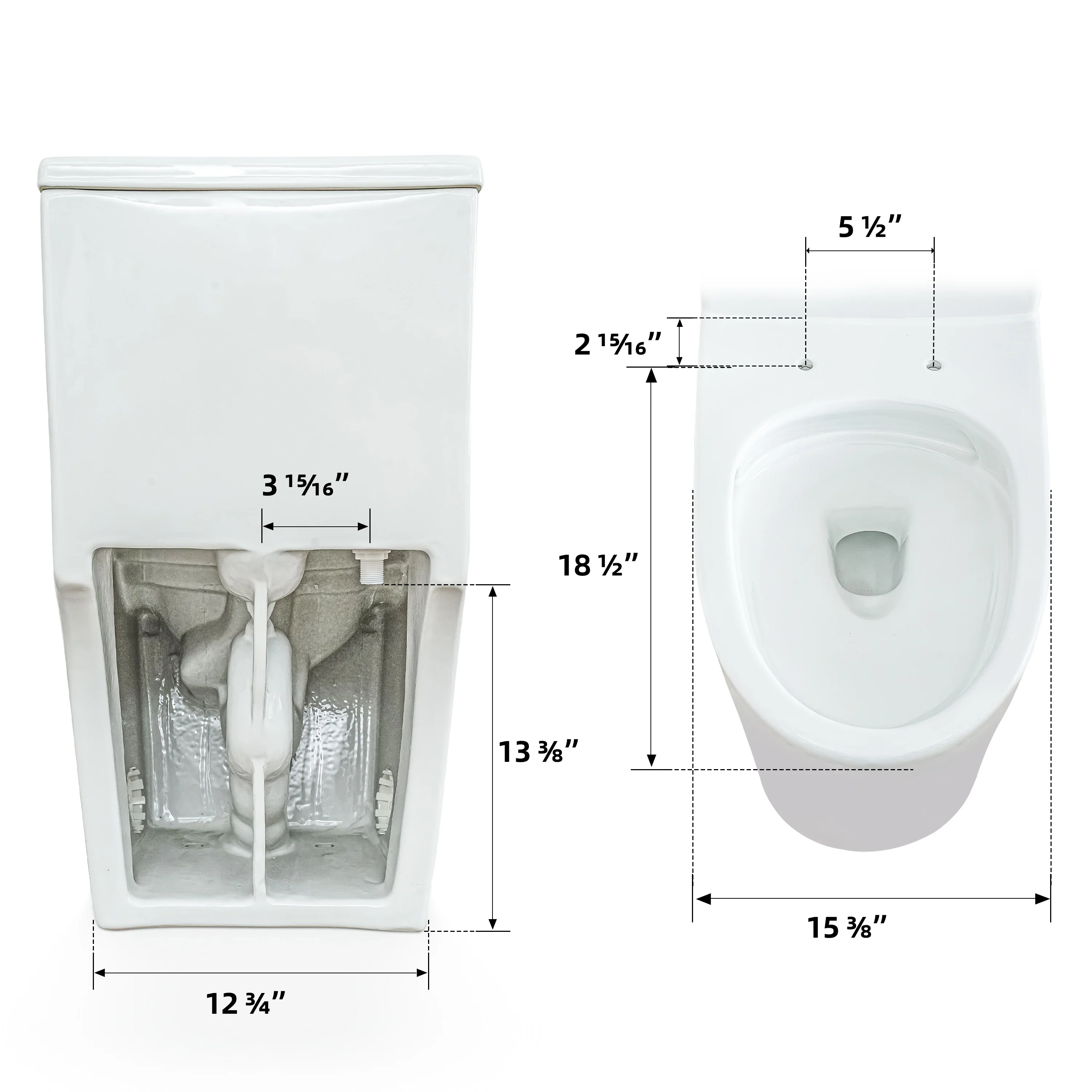CASTA DIVA CD-T001 – One-Piece Elongated Toilet with Dual Flush 0.9/1.28 GPF, 12'' Rough-in, White - Image 11