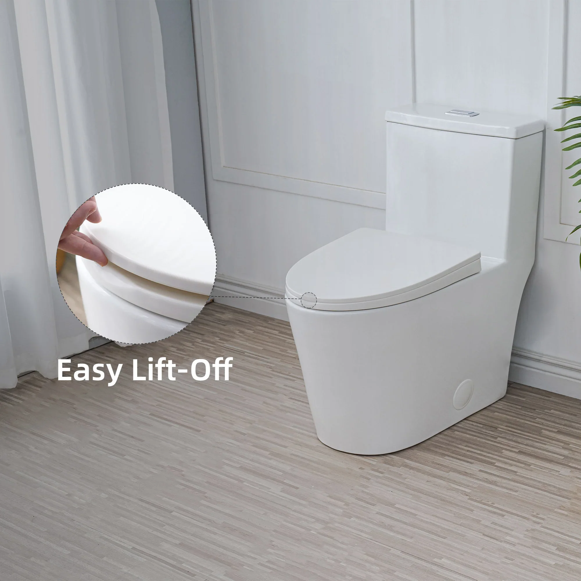 CASTA DIVA CD-T001 – One-Piece Elongated Toilet with Dual Flush 0.9/1.28 GPF, 12'' Rough-in, White - Image 5