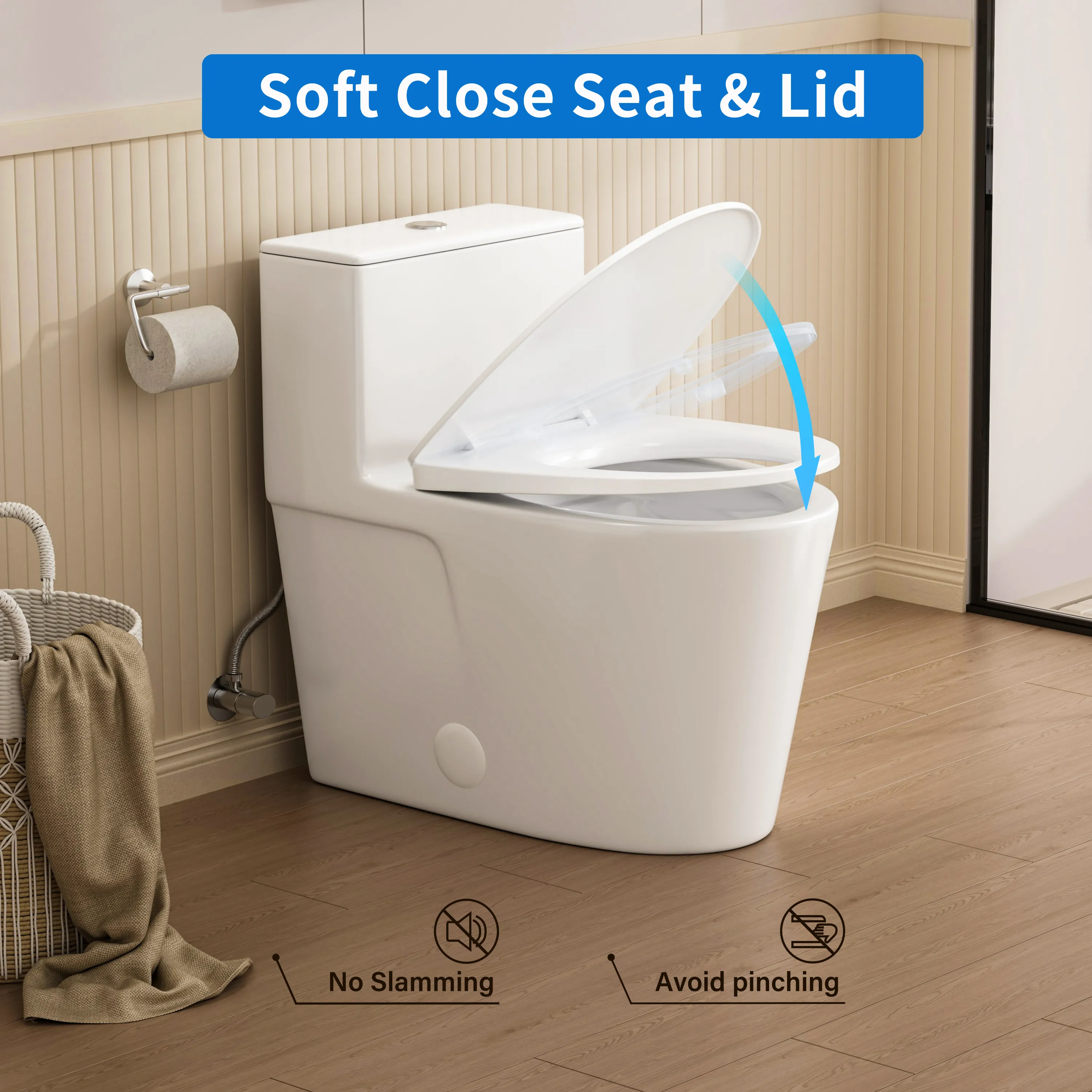 CASTA DIVA CD-T004 – One-Piece Elongated Toilet with Dual Flush 0.9/1.28 GPF, 12'' Rough-in, White - Image 3