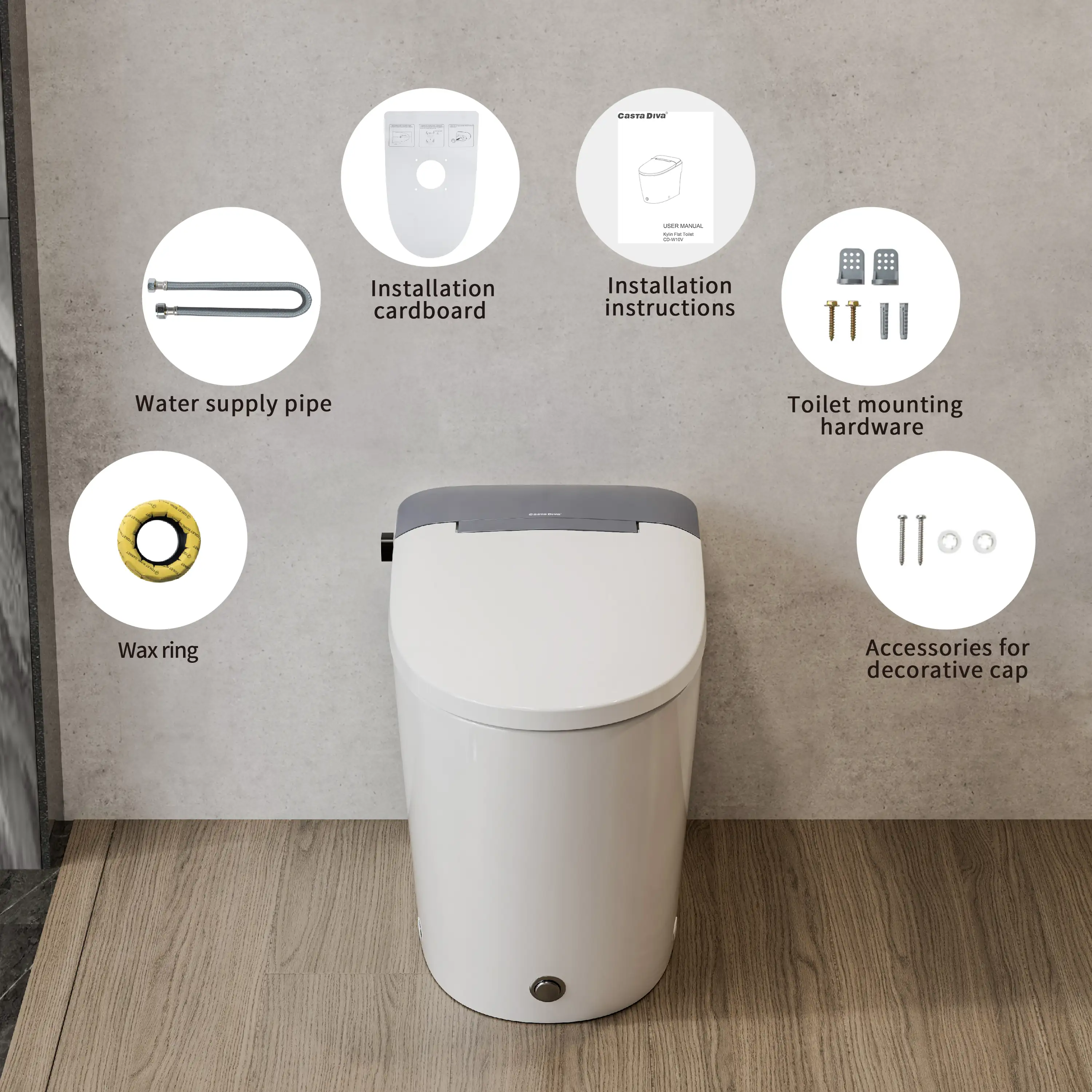 CASTA DIVA CD-W10V – Non-Electric Bidet Toilet with Air-Assisted Flush & Self-Cleaning Nozzles - Image 13