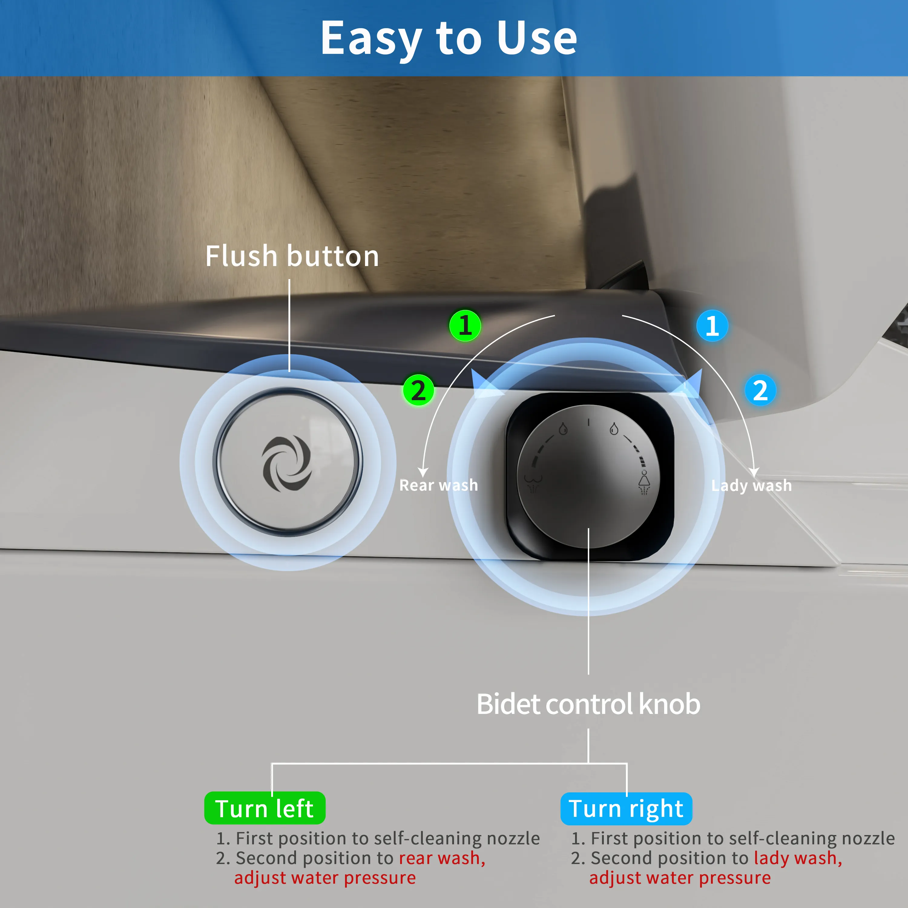 CASTA DIVA CD-W10V – Non-Electric Bidet Toilet with Air-Assisted Flush & Self-Cleaning Nozzles - Image 7